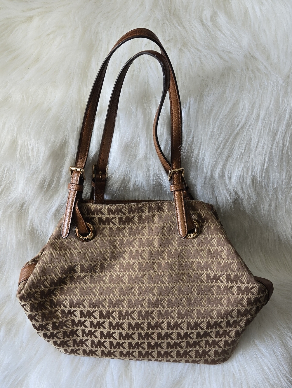 Michael Kors Brown MK Logo Bag with Gold Hardware